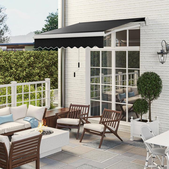 Hivvago 8' x 6.6' Manual Retractable Patio Awning for Deck & Window