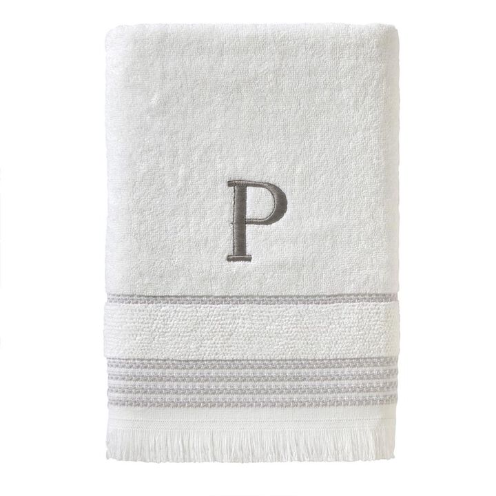 SKL Home By Saturday Knight Ltd Casual Monogram Bath Towel P - 28X54", White