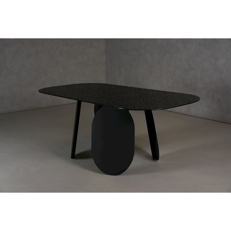 Modrest Maxine - Modern Hammered Grey Glass Rectangular Dining Table
