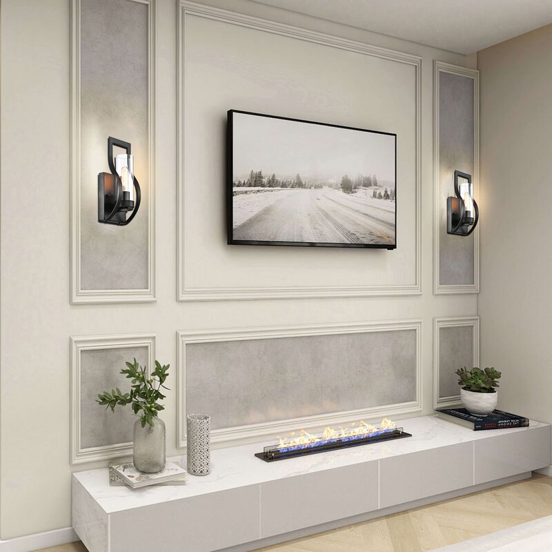 Jamila 1 Light Wall Sconce with Clear Glass Shade and Curved Frame image number 8