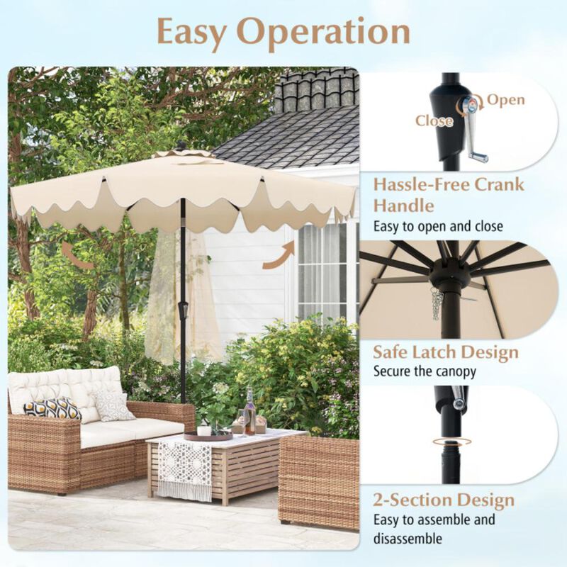 Hivvago 9 Feet Patio Umbrella with Crank Handle and Push Button Tilt