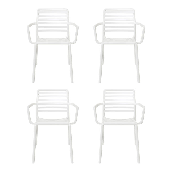 WestinTrends Outdoor Stackable Polypropylene Plastic Resin Dining Armchairs (Set of 4)