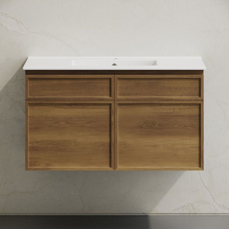 St. Tropez 36" Wall-Mounted Bathroom Vanity in Brown Oak with Sink Top image number 5
