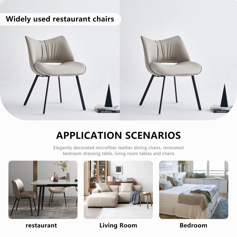 Faux Leather Dining Chair No Arms 2-piece 19.6" Gray