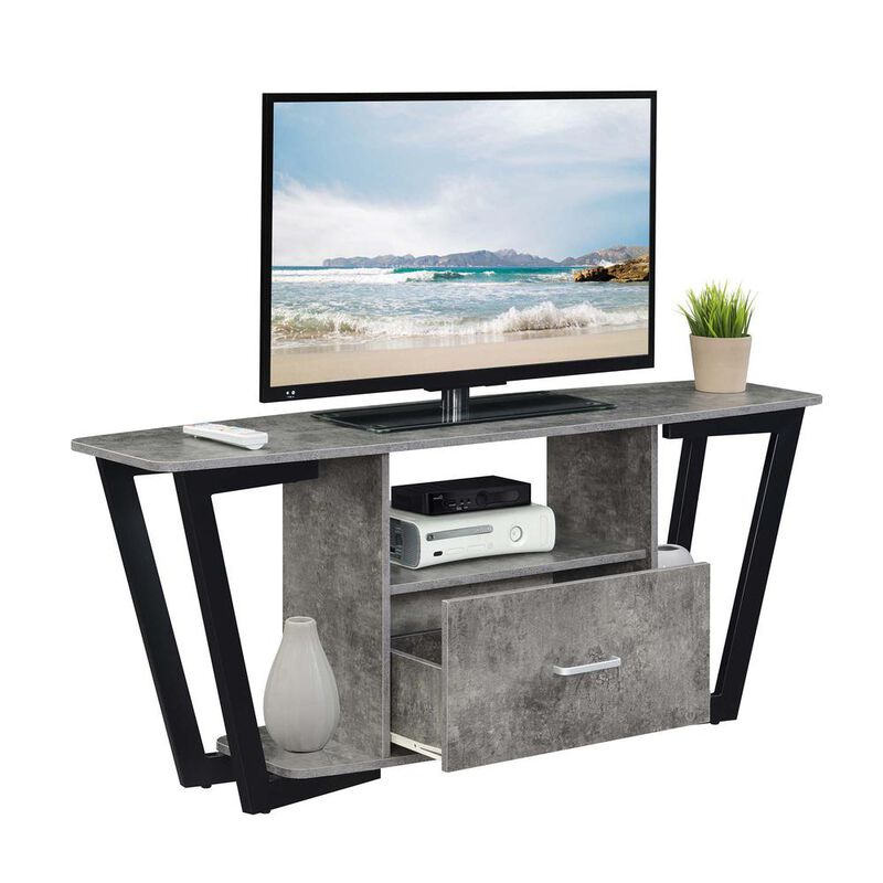 Convenience Concepts Graystone 60 inch 1 Drawer TV Stand with Shelves, Cement/Black