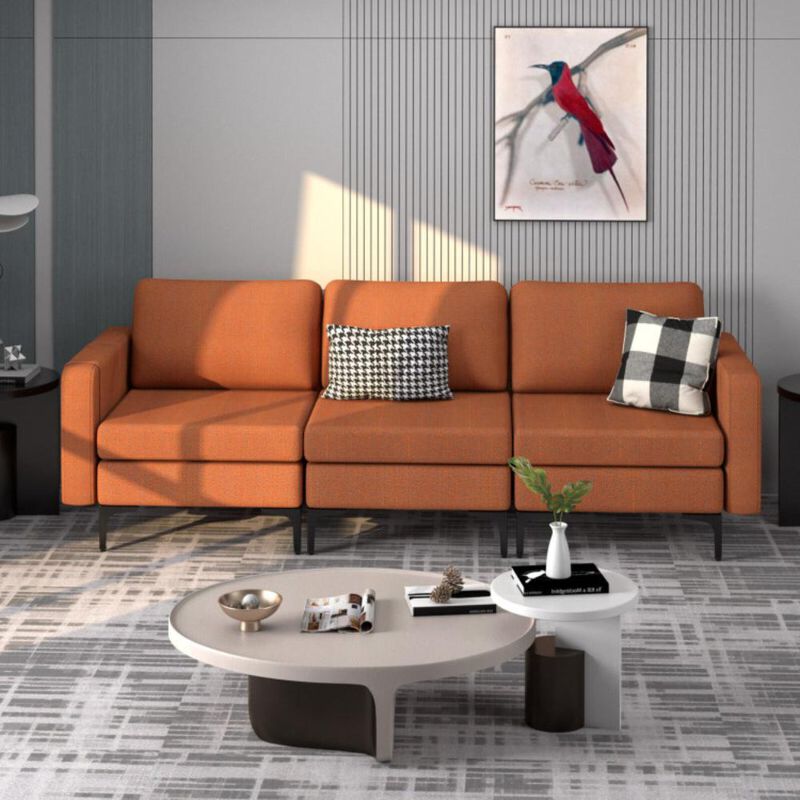 Hivvago 3-Seat Sectional Sofa Couch with Armrest Magazine Pocket and Metal Leg