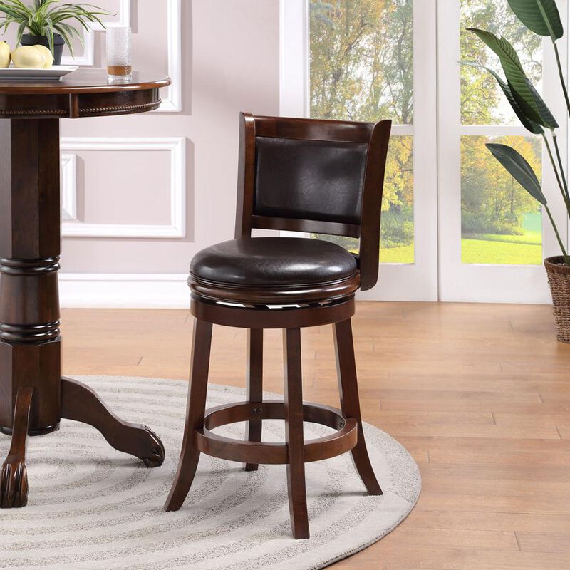Boraam Augusta Swivel Counter Stool - Cappuccino/Dark Brown Faux Leather
