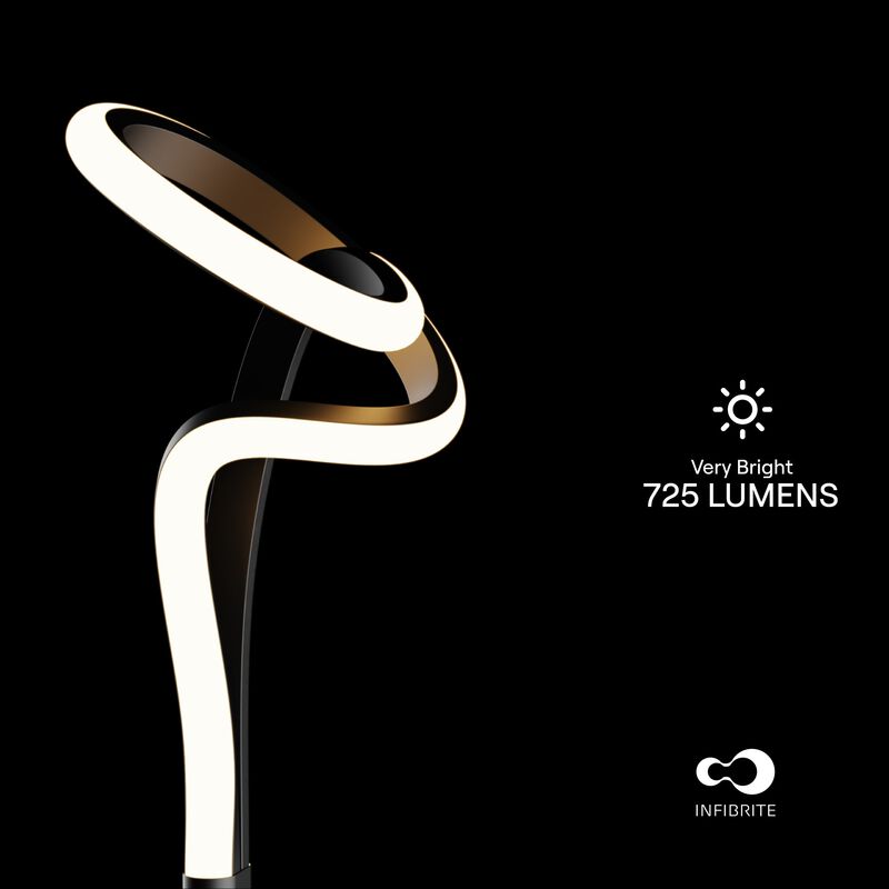 Modern Elegance 12W LED Floor Lamp 59 in 3000K Soft White - Loop Design in Matte Black and Rose Gold