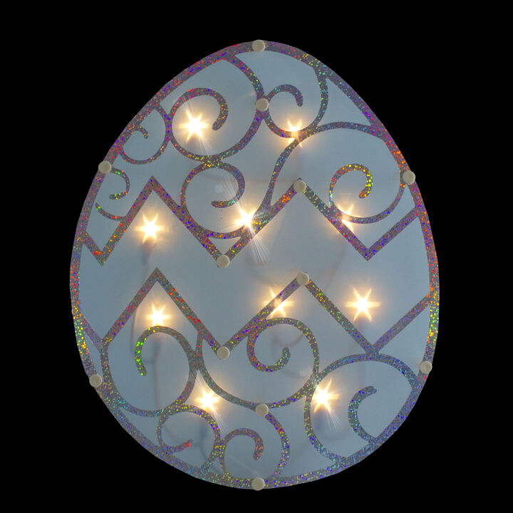 12" Lighted Blue Easter Egg Window Silhouette Decoration