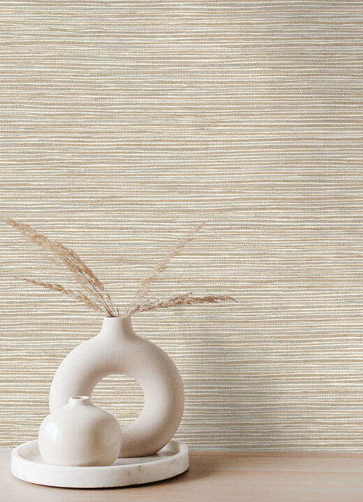 Alton Taupe Faux Grasscloth Wallpaper