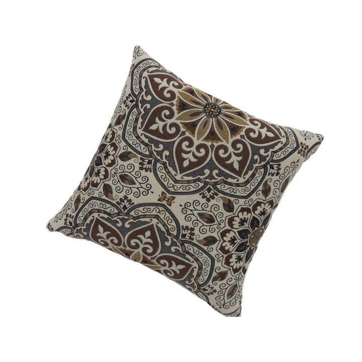 Contemporary Style Medallion Patterned Set of 2 Throw Pillow, Multicolor-Benzara