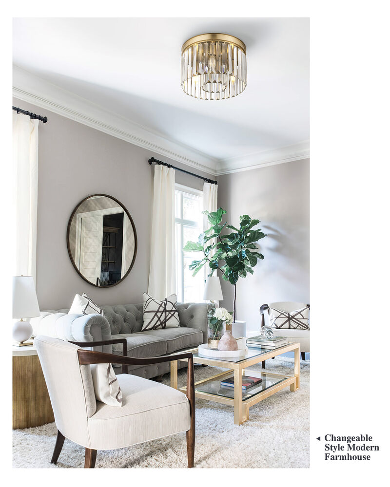 12 in. Modern Glam 3-Light Dimmable Crystal Flush Mount Ceiling Light image number 6