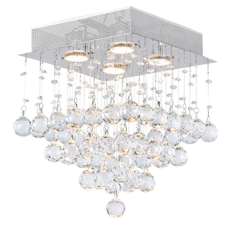 Rain Drop 3 Light Flush Mount With Chrome Finish