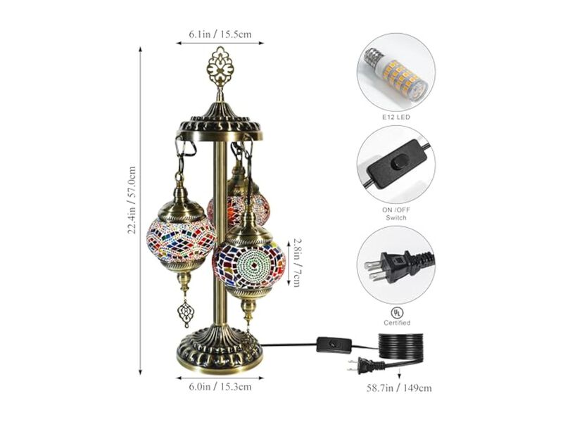 Mosaic Moroccan Table Lamp For Living Room Bedroom image number 2