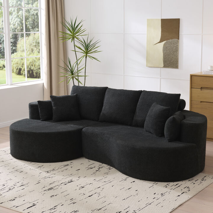 TATEUS Fabric Cloud Curved Sectional Boucle Sofa