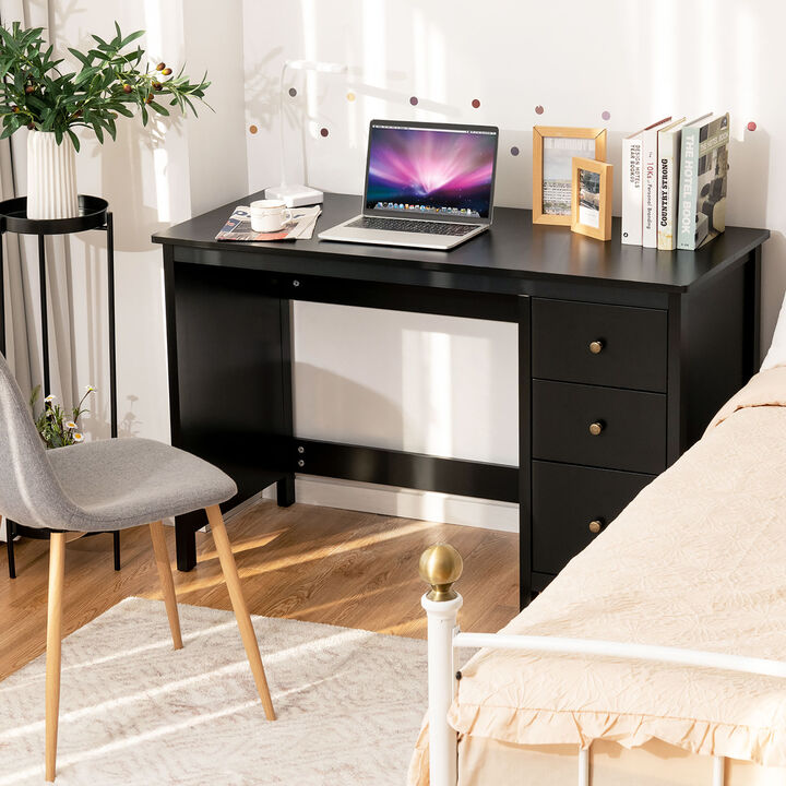 Computer Desk Study Writing Desk Home Office Workstation with 3 Drawers Black
