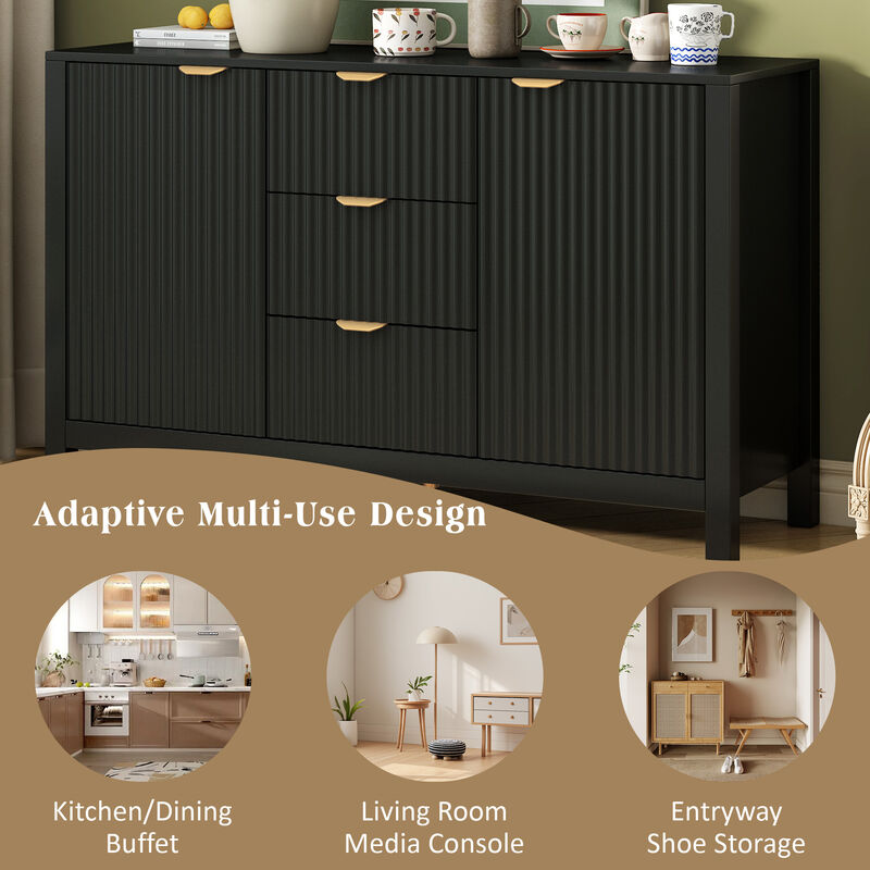 Merax U_STYLE Sideboard with Wave Design - 3 Adjustable Shelves