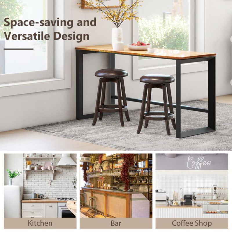 Hivvago Set of 2 Upholstered PU Leather Bar Stool with 360&deg; Swivel Round Seat