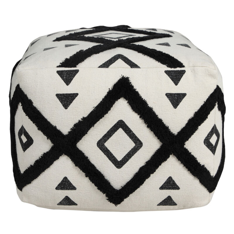 Handcrafted Cotton Geometric Pouf – Ottoman Accent Seat for Home Décor