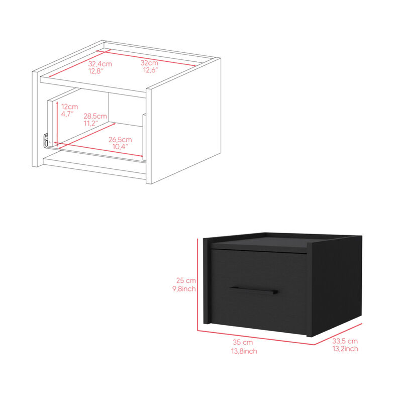 Streamdale Floating Nightstand Calion, Bedroom, Black image number 8