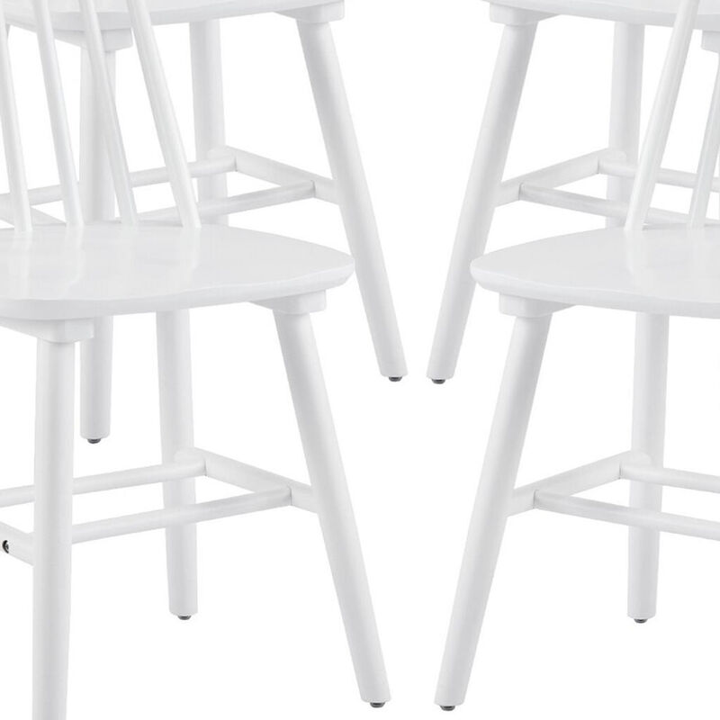 HomeRoots Set of Four White Solid Wood Windsor Back Dining Side Chairs image number 4