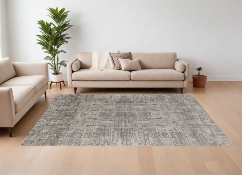 HomeRoots Abstract Hand Woven Worn Faded Area Rug image number 1