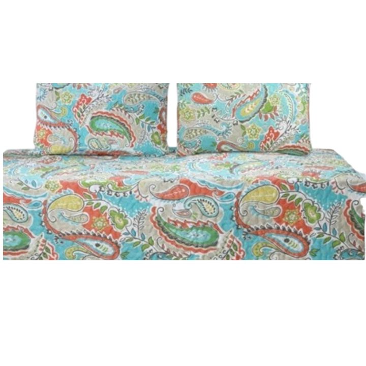 Hivvago Aqua Paisley Floral 4 Piece Daybed Cover Set
