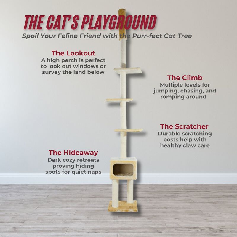 TRIXIE Santander Plush & Sisal Adjustable 96"-108" Cat Tower with Scratching Posts image number 4