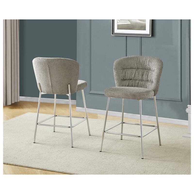 Best Quality Furniture Gray With Chrome Base Counter-Height Chair, Set Of 2