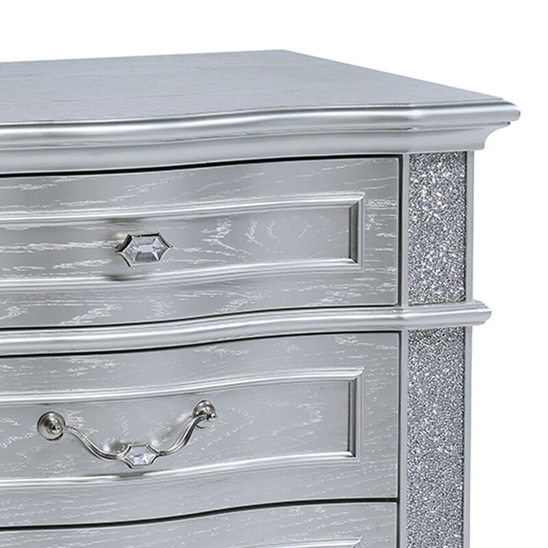 Mystic Glam Nightstand with 3 Drawers, Crystal Accents and Velvet-Lined Drawer image number 2