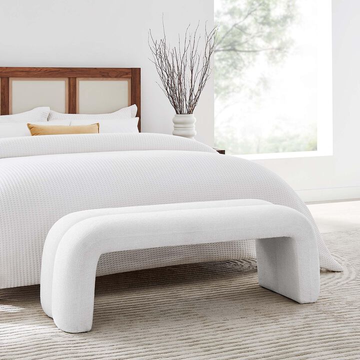 Modway EEI-6769-FRO Dax 50.5" Chenille Upholstered Accent Bench, Frost