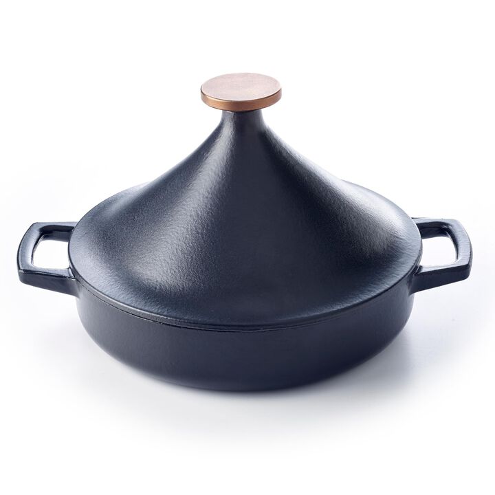 Alva Nori Enameled Cast Iron Tagine Pot 3 Qt. 11" Scratch Resistant Nonstick Stove-to-Table Enamel Coated Moroccan Pot, Non Toxic, Compatible with All Stovetops, Oven Safe, Induction Safe
