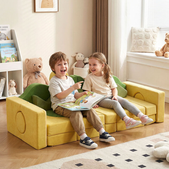 19-Piece Kids Modular Play Couch Foam Sofa for Creative Indoor Play