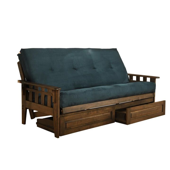Tucson Frame-Rustic Walnut Finish-Suede Navy Mattress