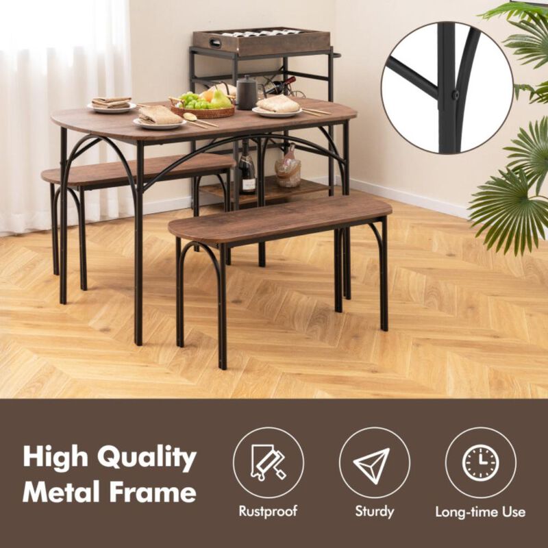 Hivvago 3-Piece Dining Table Set for 4 with Metal Frame