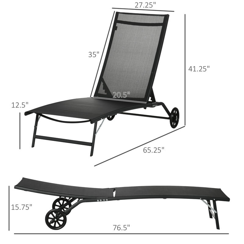 Hivvago Garden & Poolside Lounge Chairs, 2-Piece Adjustable Chaise Set image number 2