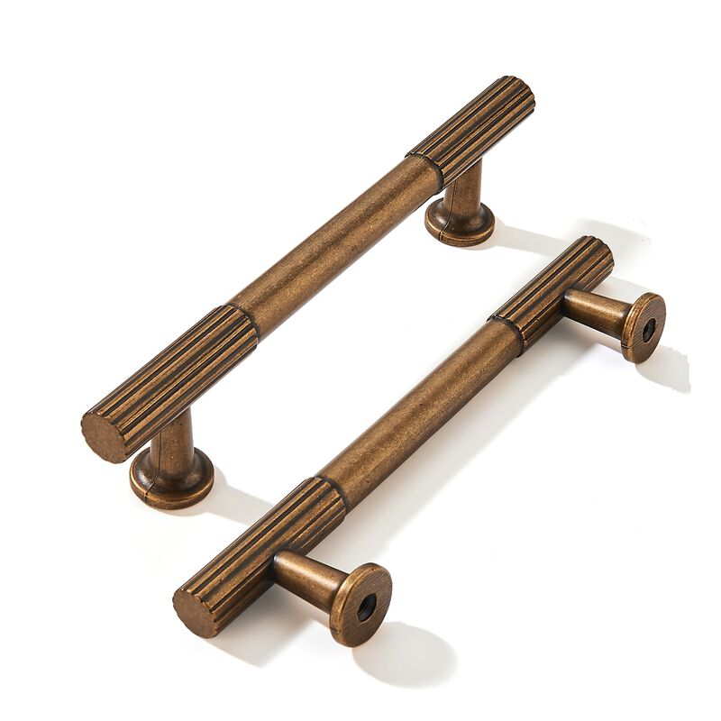 khtumeware 3-3/4 Inch Hole Center 10 Pack Antique Brass Heavy Duty Solid Vintage Brass Cabinet Pulls, Kitchen Drawer Handles, fo