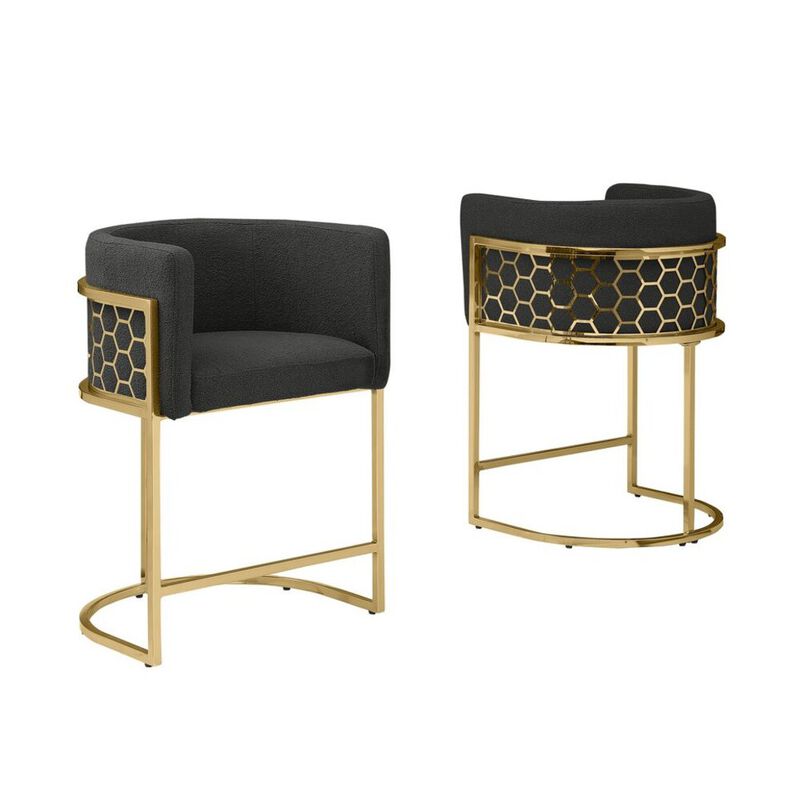 Best Quality Furniture Best Quality furniture Black with gold barstool, Set of two