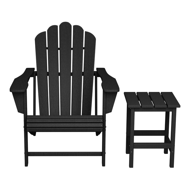 WestinTrends Outdoor Patio HDPE Adirondack Chair With Cup Holder and Table Set