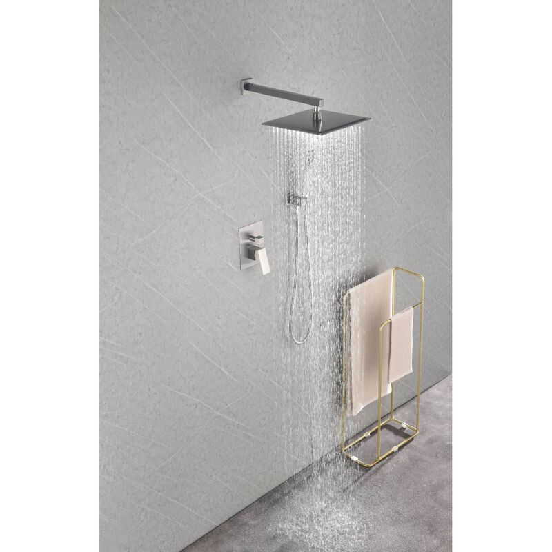 Shower System With Shower Head, Hand Shower, Hose, Valve Trim, Lever Handles And Niche