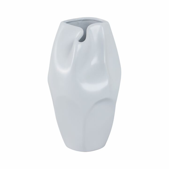 Cer, 14"h Abstract Vase, White