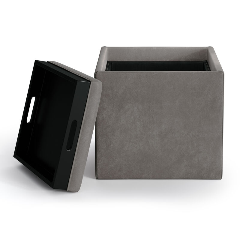 Simpli Home Rockwood Cube Storage Ottoman with Tray image number 3