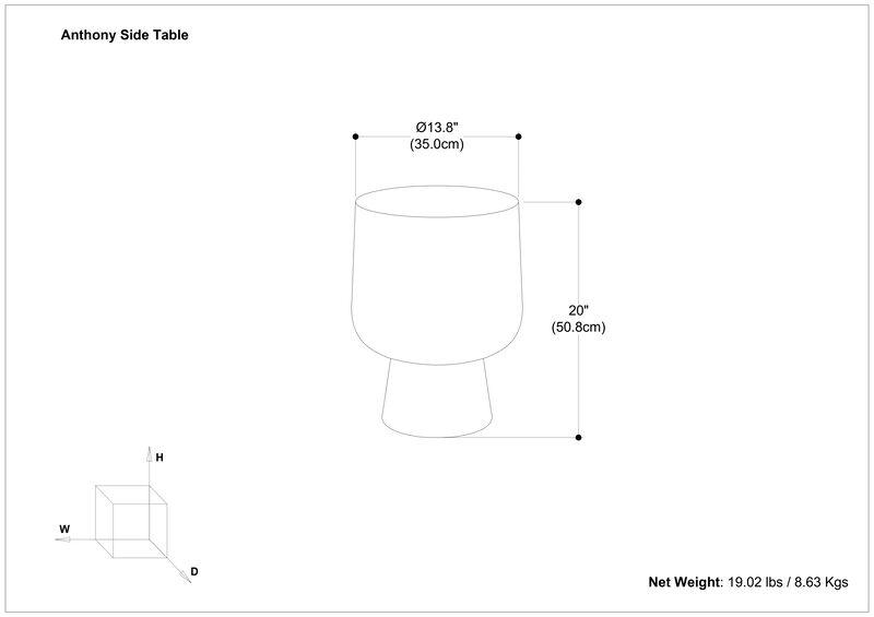 Anthony Contemporary 14 inch Wide Cast Aluminum Side Table in Antique Bronze/Antique Brass, Fully Assembled