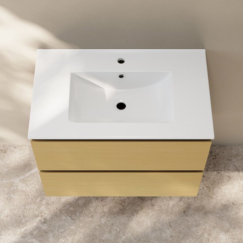 Liberte 30" Wall-Mounted Bathroom Vanity in Natural Oak with Sink Top image number 7