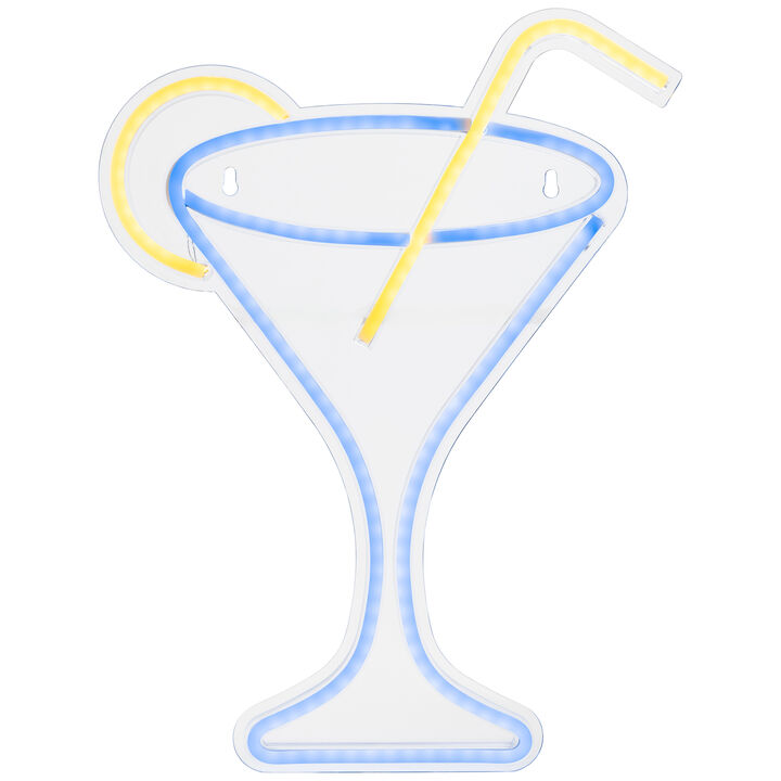 17" LED Neon Style Martini Cocktail Wall Sign