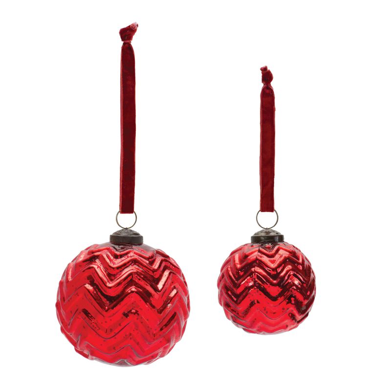 Mercury Zig Zag Glass Ball Ornament (Set of 4)