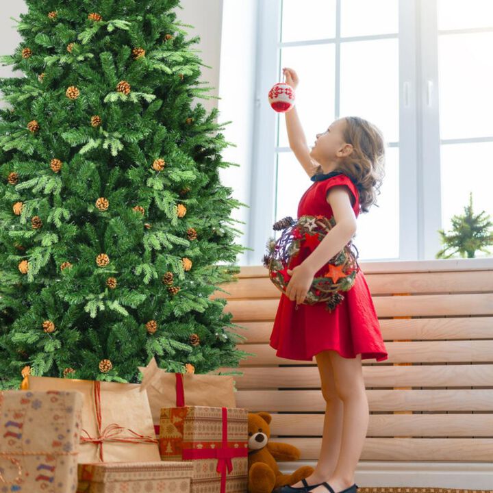 Decorative Artificial Holiday Tree with LED Lights and Pine Cones