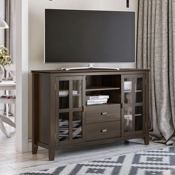 Artisan SOLID WOOD 53 inch Wide Transitional TV Media Stand in Tobacco Brown For TVs up to 60 inches