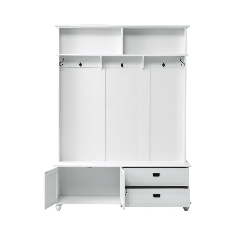 Merax Modern Hall Tree with Bench and Storage Cabinet