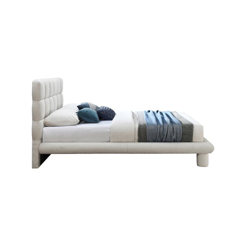 Meridian Furniture Deco Cream Boucle Fabric Full Bed
